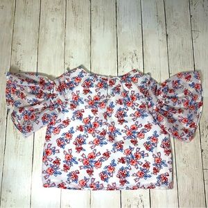 Janie and Jack Floral Print Shirt - Pink and‎ Blue